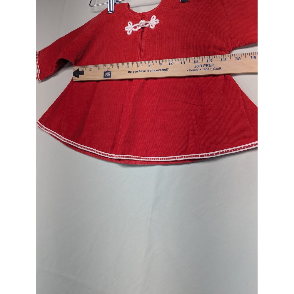 Vintage Red Corduroy Tunic and Pants Set 12 Months Holiday Retro Classic - Picture 4 of 9